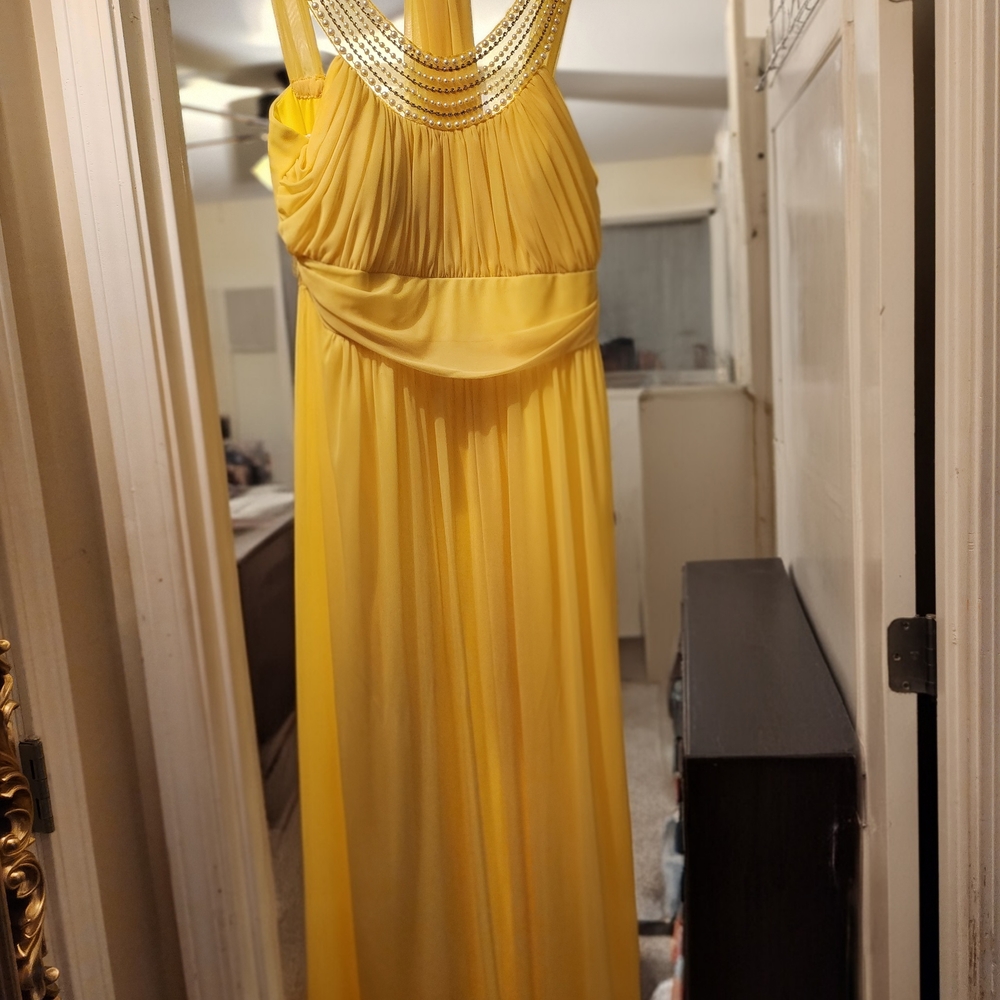 Fiesta Yellow Maxi Dress with Beaded Neckline